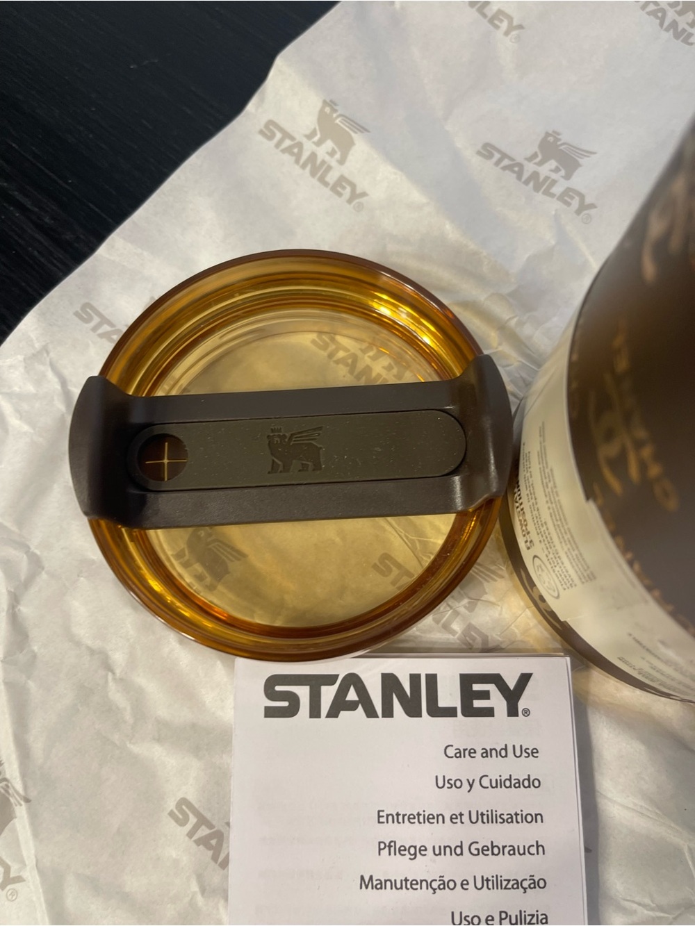 Custom Stanley 40 oz travel mug Brown and Gold Insulated Travel Tumbler - Picture 6 of 8